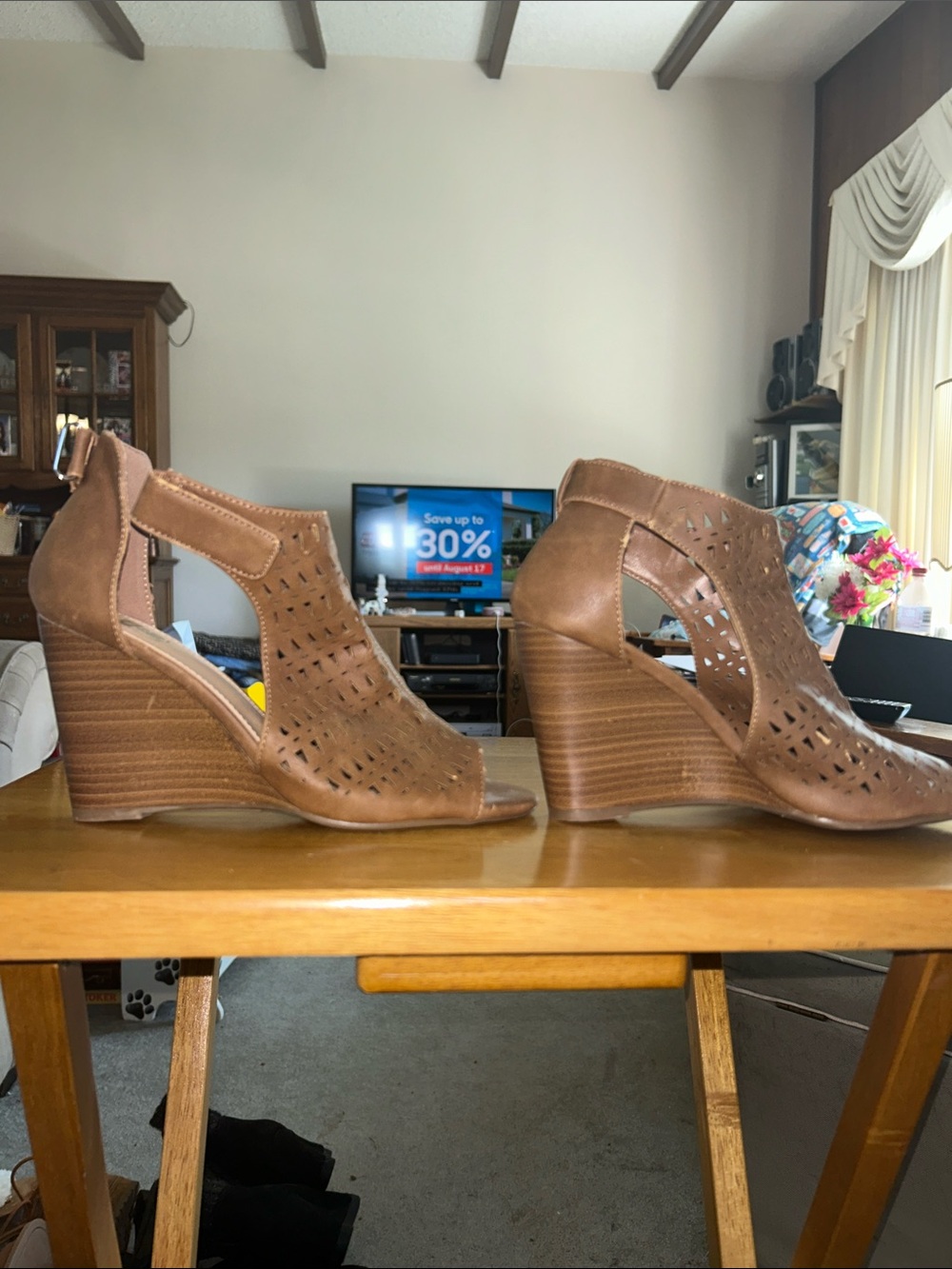 Route 66 Brown Women's Cutout Peep-Toe Heels